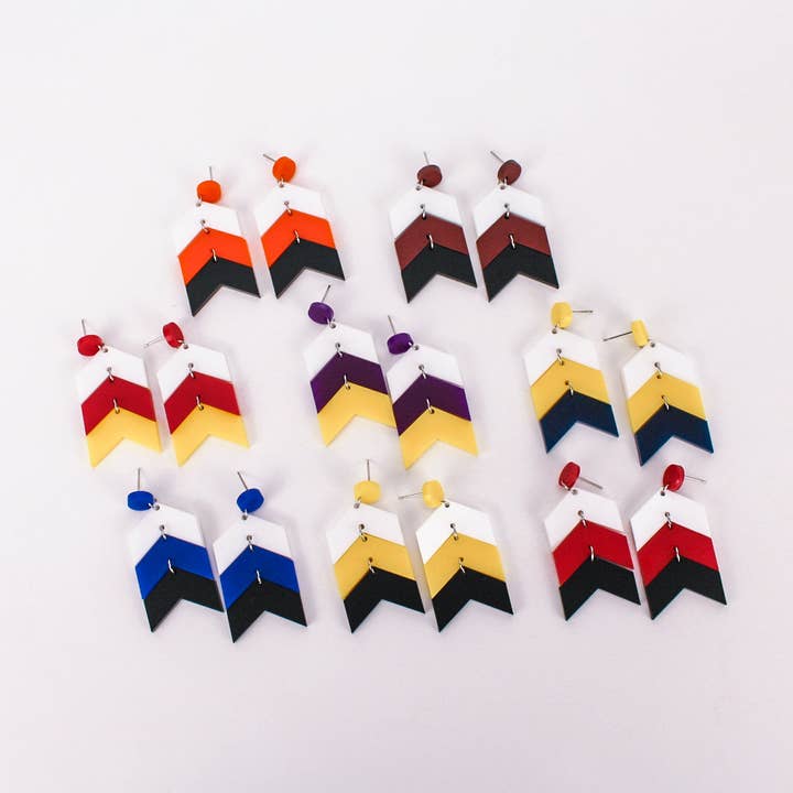 CUSTOM COLORS Chevron School Spirit Dangles for wholesale by Mud & Honey
