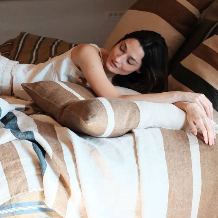 Housse de Coussin Julian Rayure Chemin de Fer 63x63cm pour la vente par Libeco Home