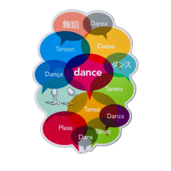The Universal Language of Dance Sticker, 2.2" x 3" for wholesale by Denali & Co.
