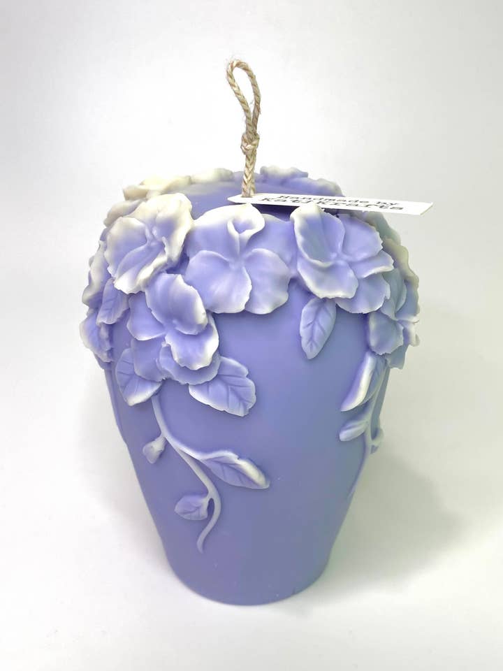 Lavender Flower Vase Pillar Candle for wholesale by KatiKrafts