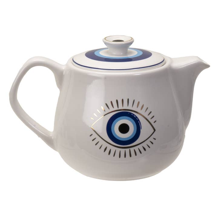 Pacific Trading - Wholesale Tea Pot - All Seeing Eye Teapot with Strainer White2