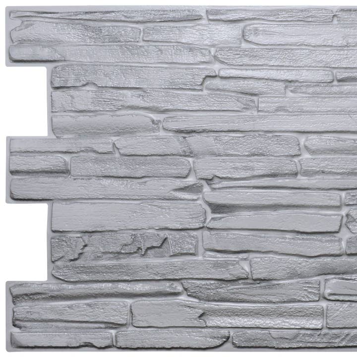 Grey Faux Flagstone, 3.2 ft x 1.6 ft, PVC 3D Wall Panel, Interior Design Wall Paneling Decor, 5.3 sq. ft. - Single for wholesale by Dundee Deco