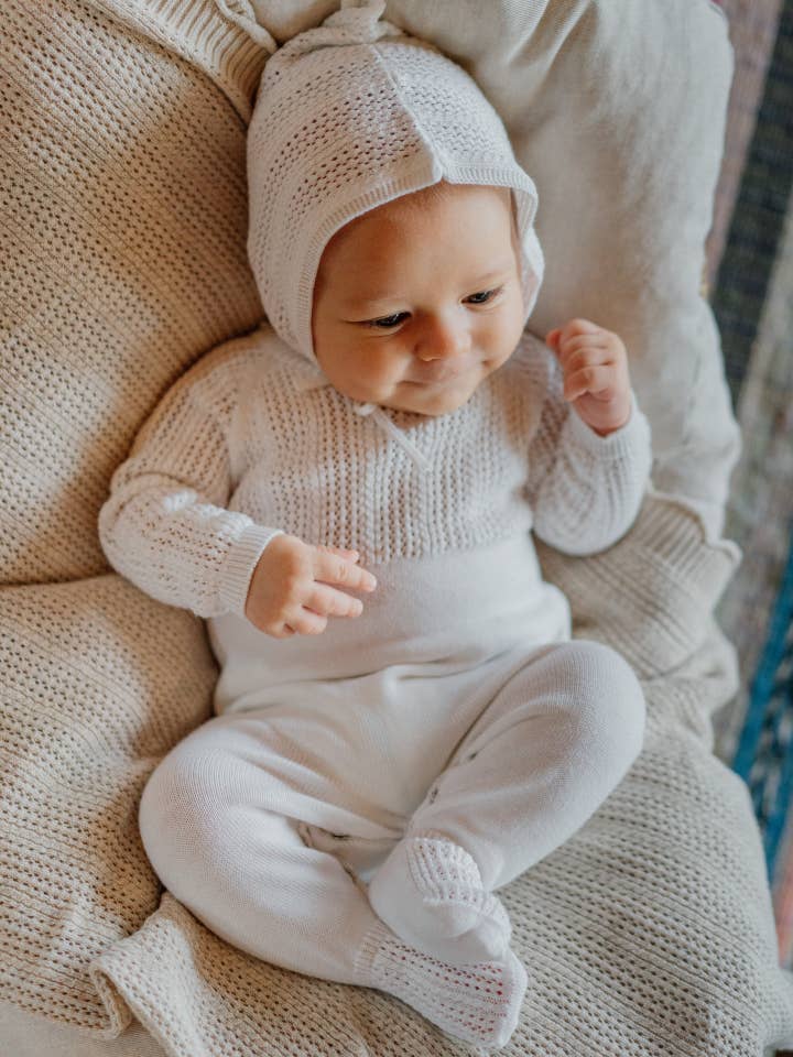 Babygrow knitted in organic cotton | A GRACEFUL SUMMER for wholesale by Wedoble: sustainable children's fashion