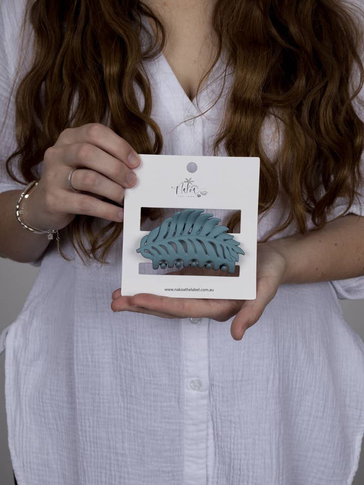 Claw Clip -- Leaf - Light Blue for wholesale by Nakoa The Label