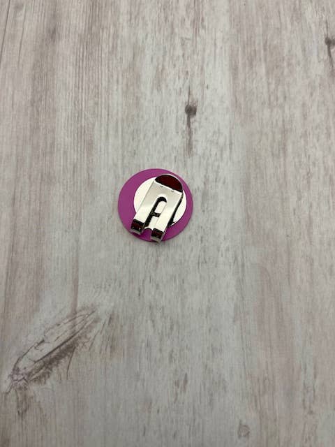 Hazel Grove Customs – wholesale Sporting accessories – Logo Engraved Magnetic Pink Golf Ball Marker w/ Hat Clip2