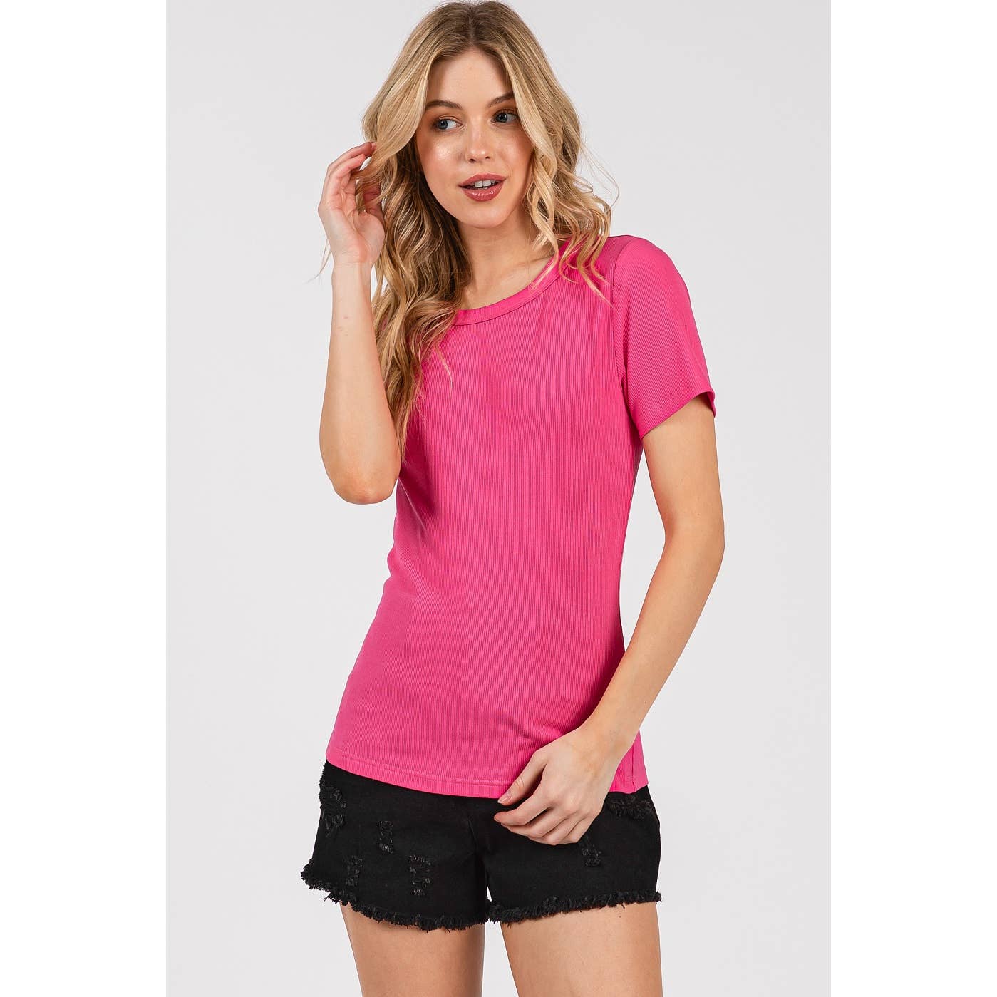 mittoshop – wholesale Knit top – Women's – RIBBED ROUND NECK SHORT SLEEVE BASIC CLASSIC TEE8