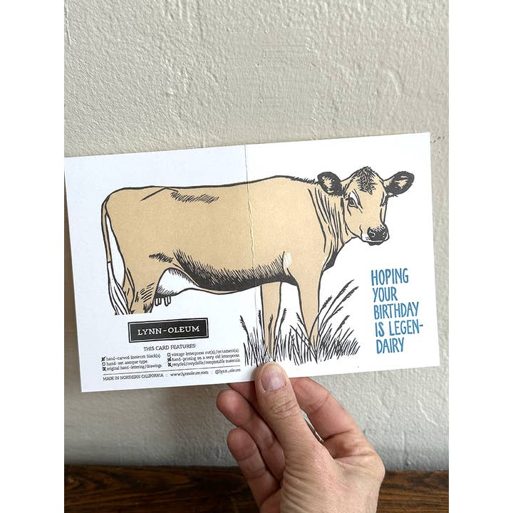 Lynn-oleum - Wholesale Birthday Card - Cow Birthday LETTERPRESS CARD2