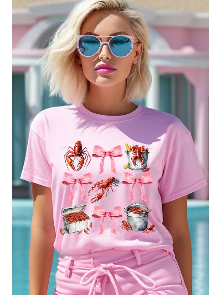 COLORBEAR – Großhandel T-Shirt (Grafikdruck) – Damen – Grafik-T-Shirt mit Flusskrebs-Coquette13