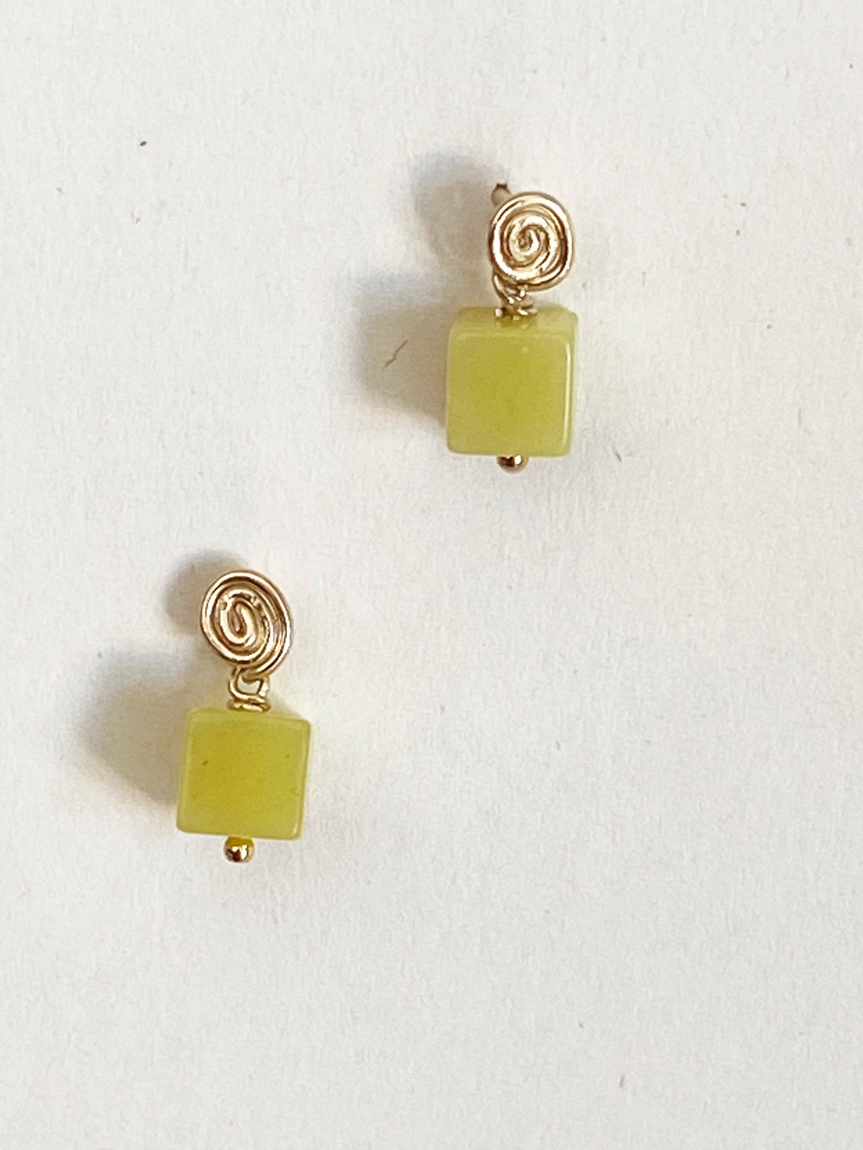 Marida Jewelry - Vente Boucles d'oreilles pendantes - Boucles d'oreilles intérieures - Olive Jade1