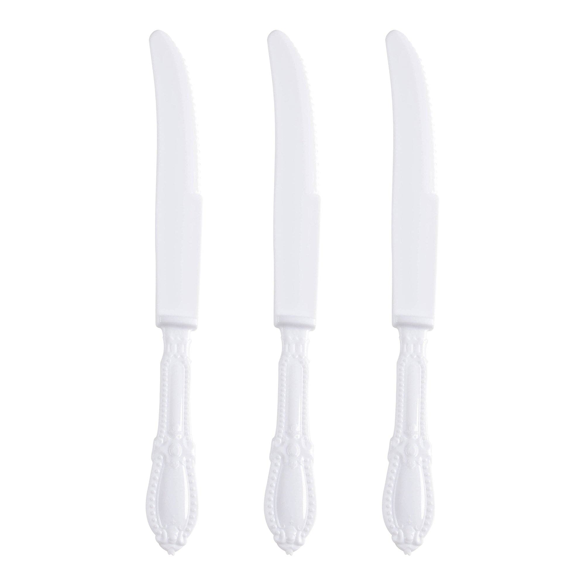 Smarty had a Party – wholesale Disposable tableware pack – White Baroque Disposable Plastic Dinner Knives - 480 pcs1