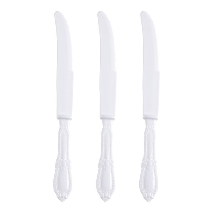 Smarty had a Party – wholesale Disposable tableware pack – White Baroque Disposable Plastic Dinner Knives - 480 pcs1