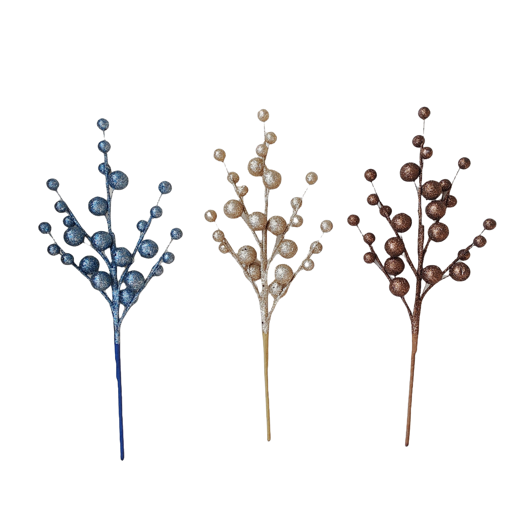 Country Silk - Wholesale Christmas Decoration - Glittered Styrofoam Ball Holiday Picks, Set of 3 Colors0