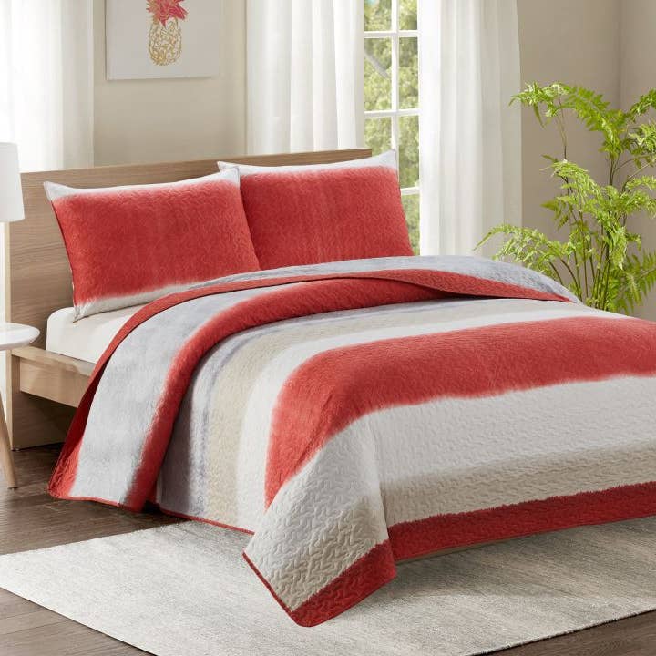Double Bed Quilted Bedspread YJ18 Pink for wholesale by Luxorate