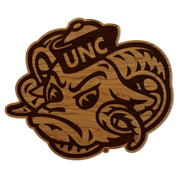 University of North Carolina Ramses Head Wall Hanging – Crafted from Cherry and Maple Wood - UNC Tarheels for wholesale by LazerEdge
