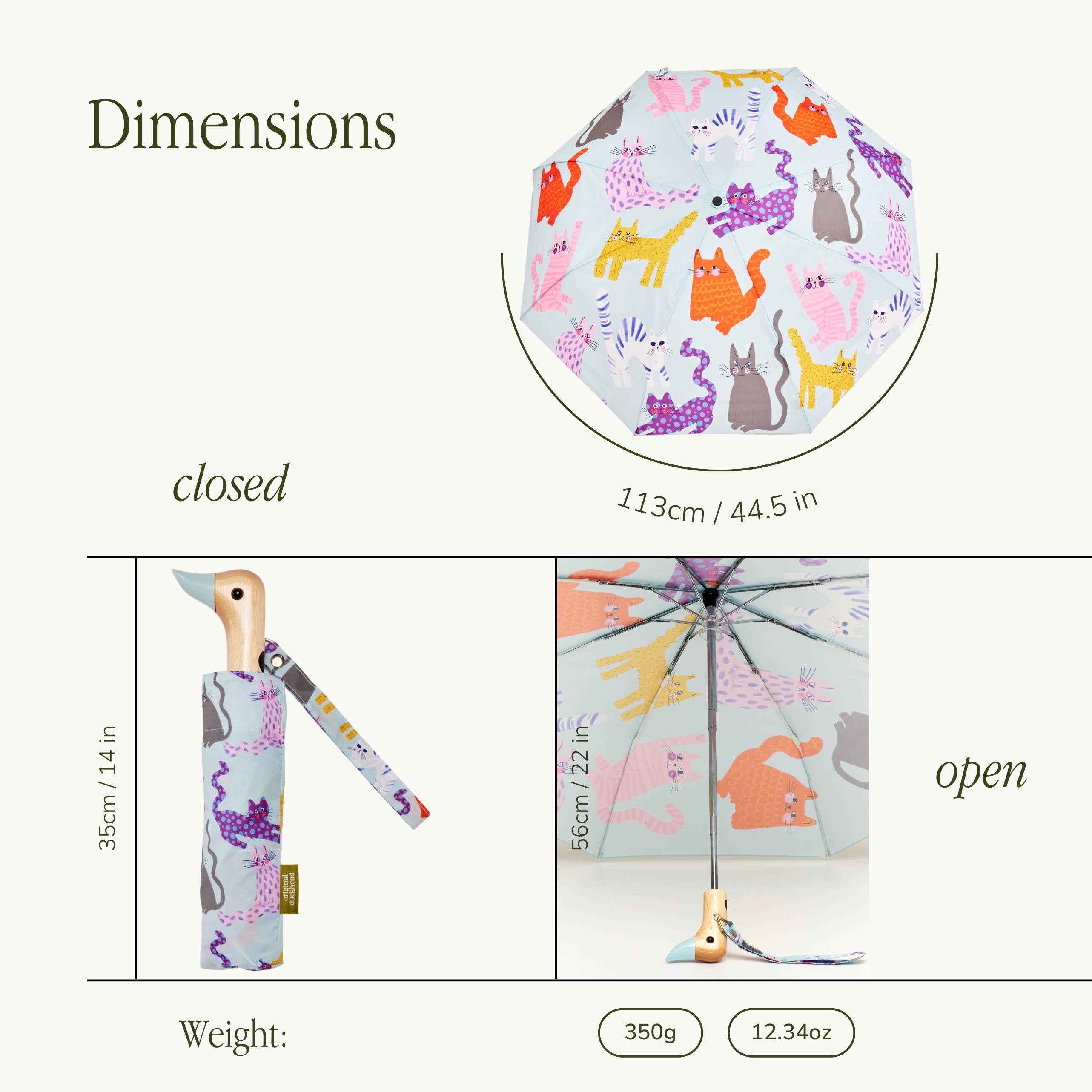 Original Duckhead UK – wholesale Umbrella – Unisex – Multipack - Fuchsia/Lime/Ice Arty Cats Duck Umbrellas9