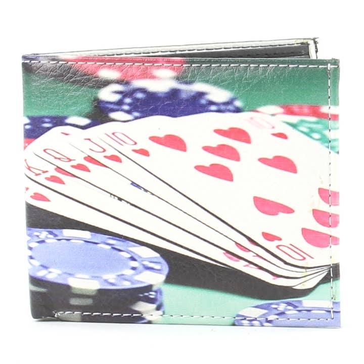 Leather Impressions Inc - Wholesale Wallet - Men's - Poker Chips Vegan Leather Bi Fold Wallet # VL 519