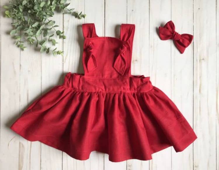 Honey Bee Babies Co - Vente Robe – enfant - Robe Pinafore en lin - Tailles pour bébé, tout-petit et fille3