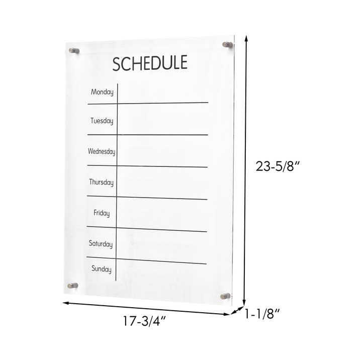 Paris Loft Inc - Wholesale Whiteboard/Dry-Erase Board - Reusable Acrylic Weekly Dry Erase Board-Schedule