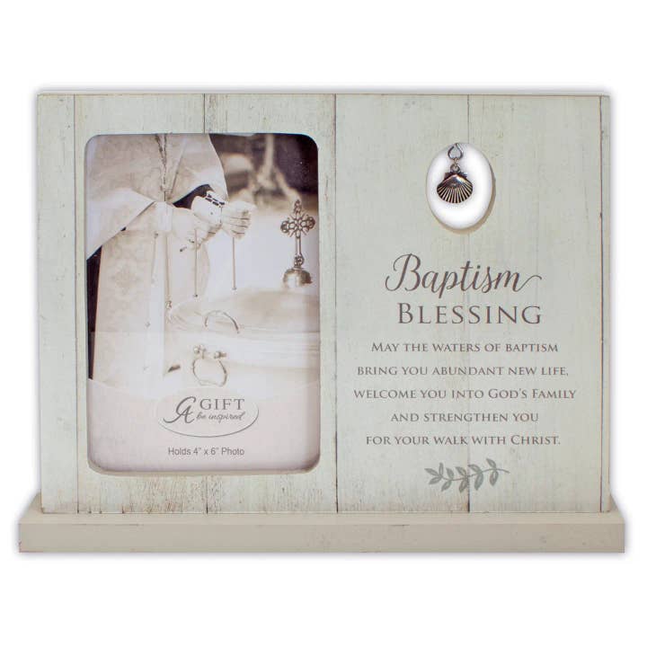 Abbey & CA Gift - Wholesale Picture Frame - Baptism Blessings Shell Charm Picture Frame