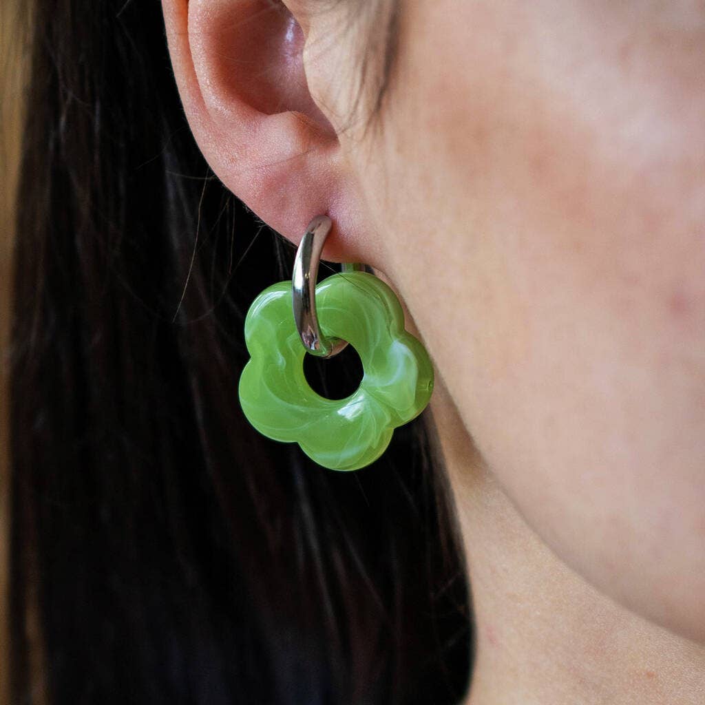 Lucent Studios Ltd - Wholesale Huggie Earrings - Resin Flower Huggie Hoop Earrings9