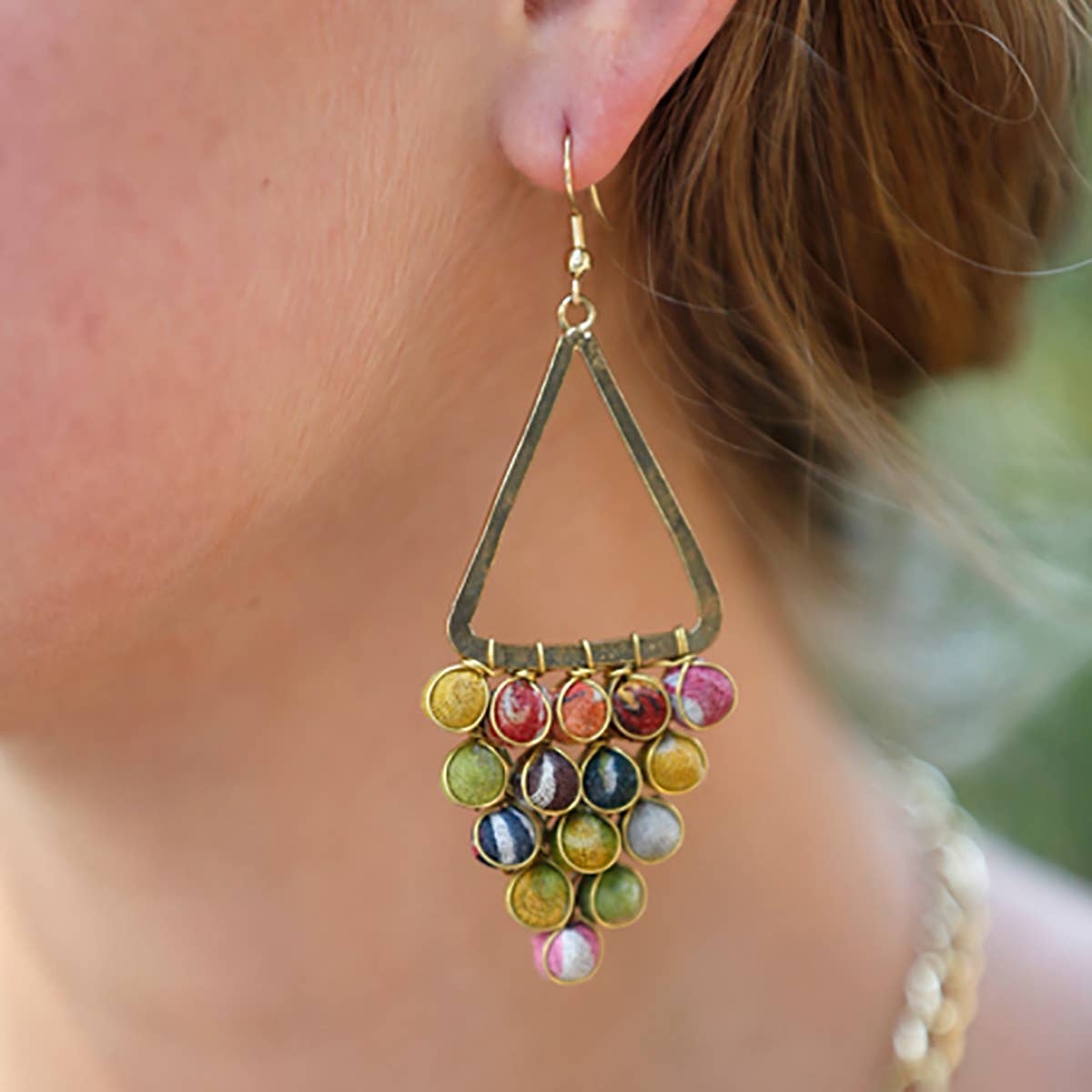 WorldFinds - Vente Boucles d'oreilles pendantes - Kantha Lustres Réfléchissants1