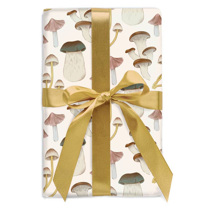 Roll - Ecru Mushrooms Gift Wrap for wholesale by Good Juju Ink