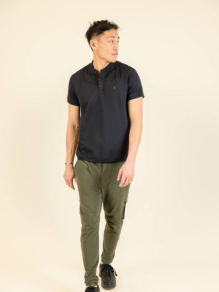 BASICS | Mann | Rock Polo-Poloshirt Schwarz für den Großhandel von HBT