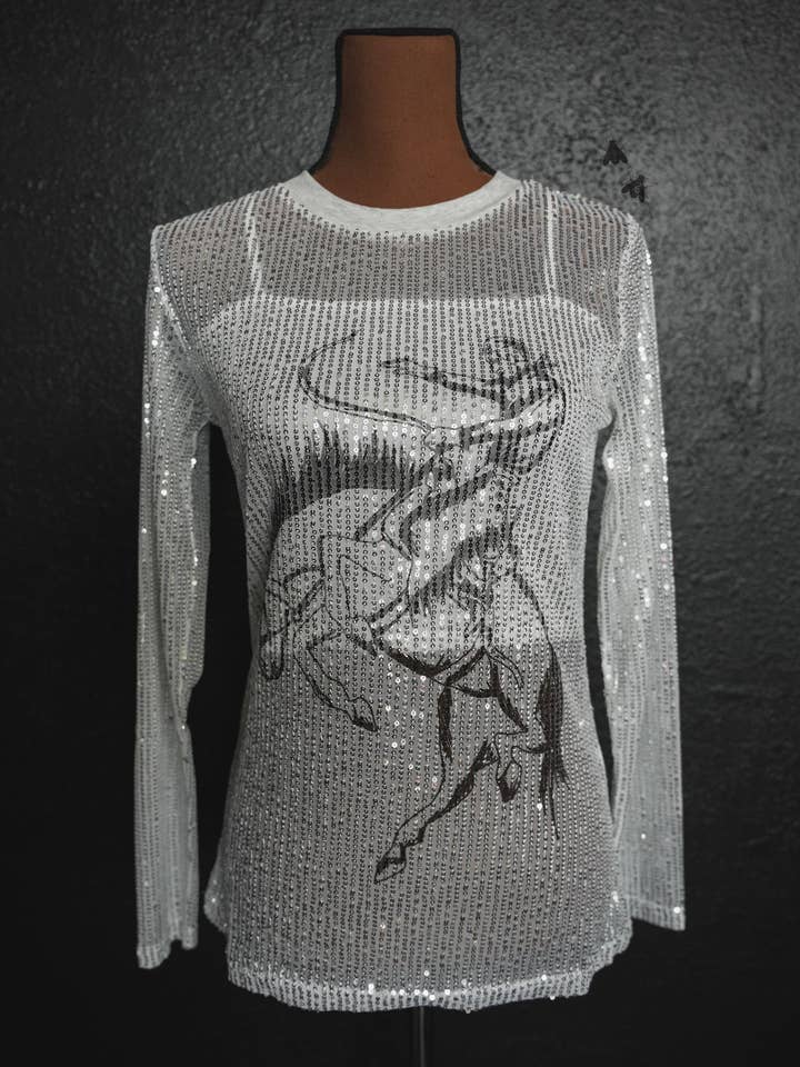 2 Fly Co - Wholesale Screen Printed T-Shirt - Women's - SEQUIN SADDLES