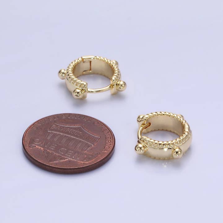 Aim Eternal - Wholesale Huggie Earrings - 14K Gold Filled 11mm Bubble Bead Croissant Cartilage Earring