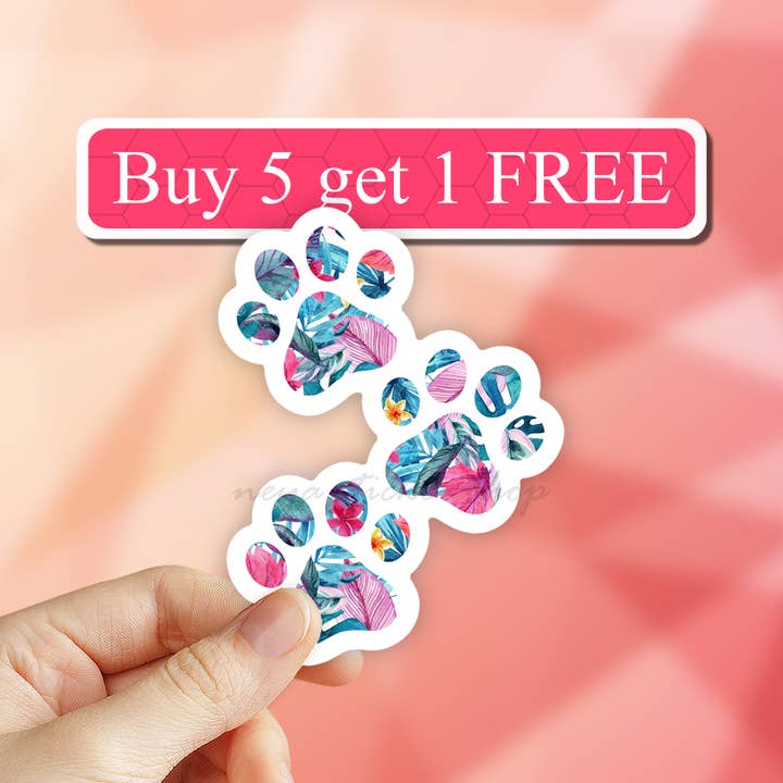 Tropical Paw sticker, Dog Stickers, Cat sticker, Pet sticker for wholesale by Neya Sticker Shop