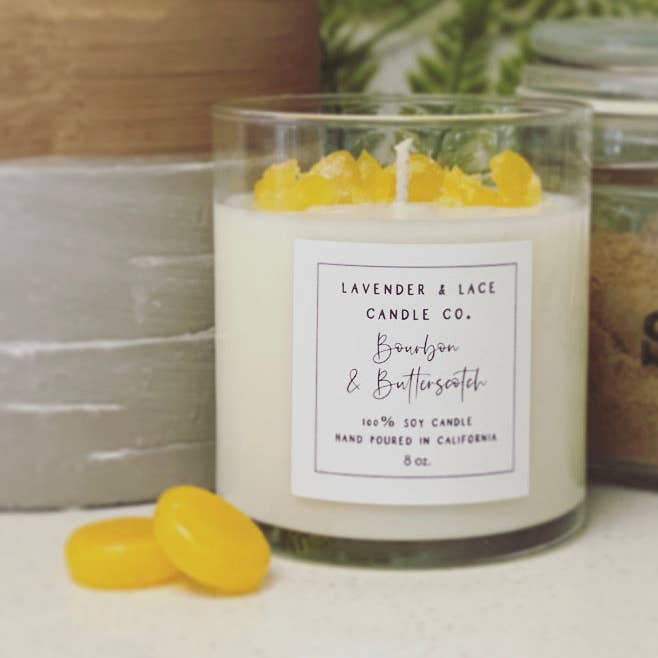 Bourbon & Butterscotch Candle for wholesale by Lavender & Lace Candle Co
