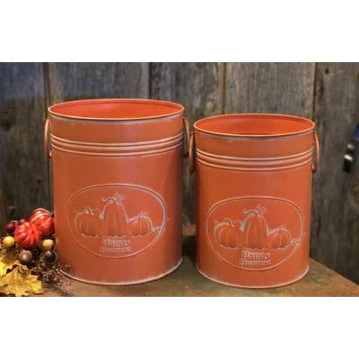 DNS Designs - Wholesale Bucket/Pail - Orange Pumpkin Buckets (Set of 2)