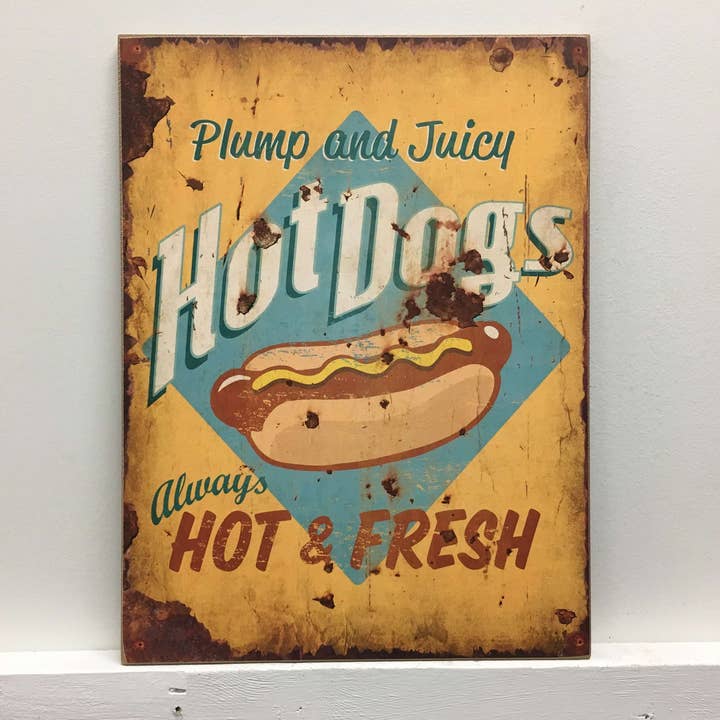 Hot Dogs Vintage houten bord voor wholesale door inVintage