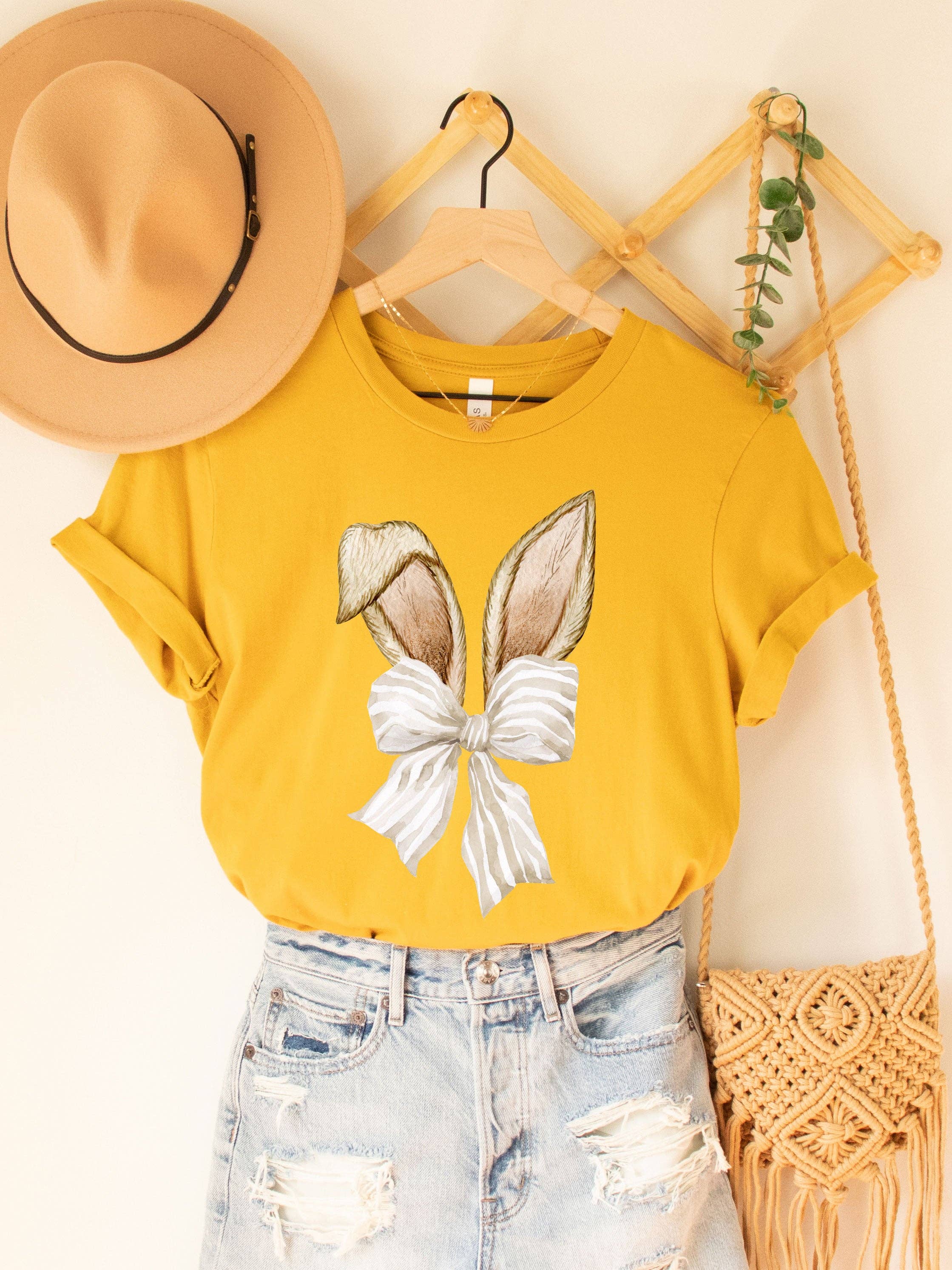 Tickled Teal - Wholesale T-Shirt (Graphic) - Women's - Bunny Ears Striped Bow Graphic Tee3