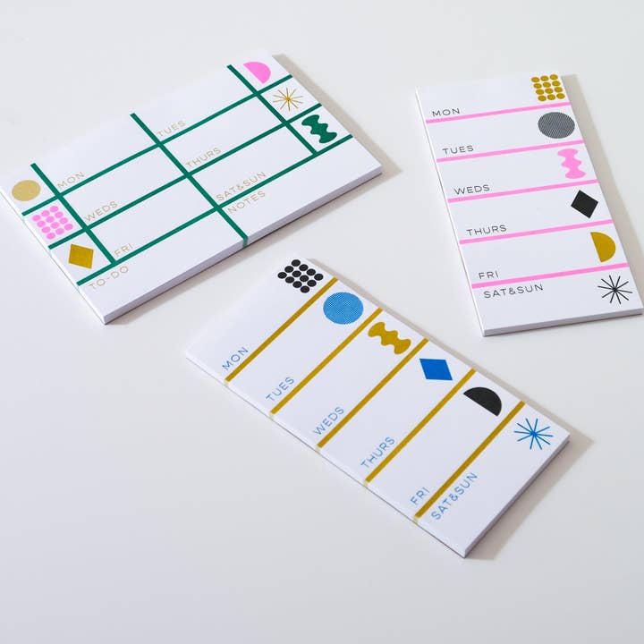 Mezzaluna Studio - Wholesale Notepad - Weekly Tall Notepad • Blue1