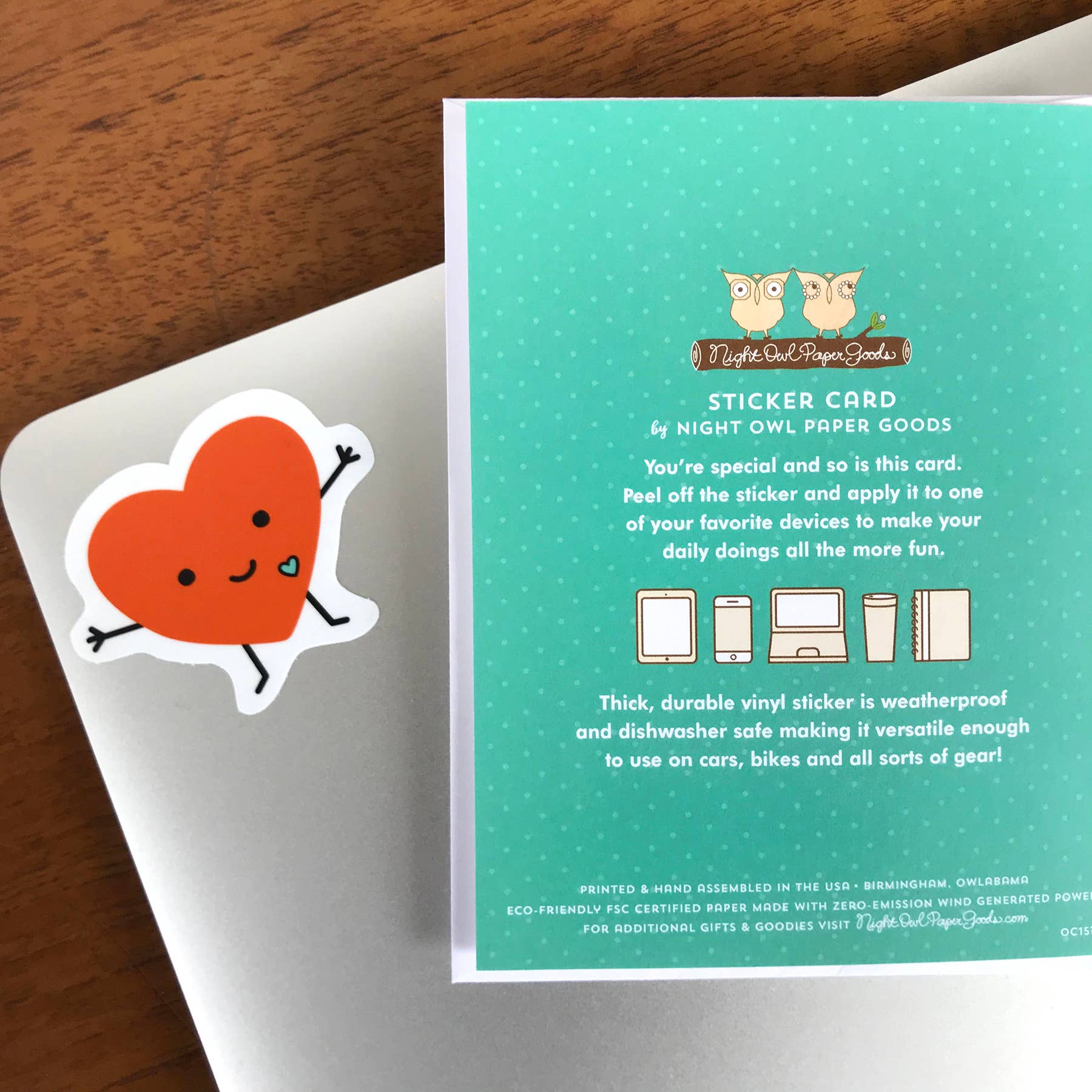 Night Owl Paper Goods - Wholesale Sticker - Happy Heart Vinyl Sticker1