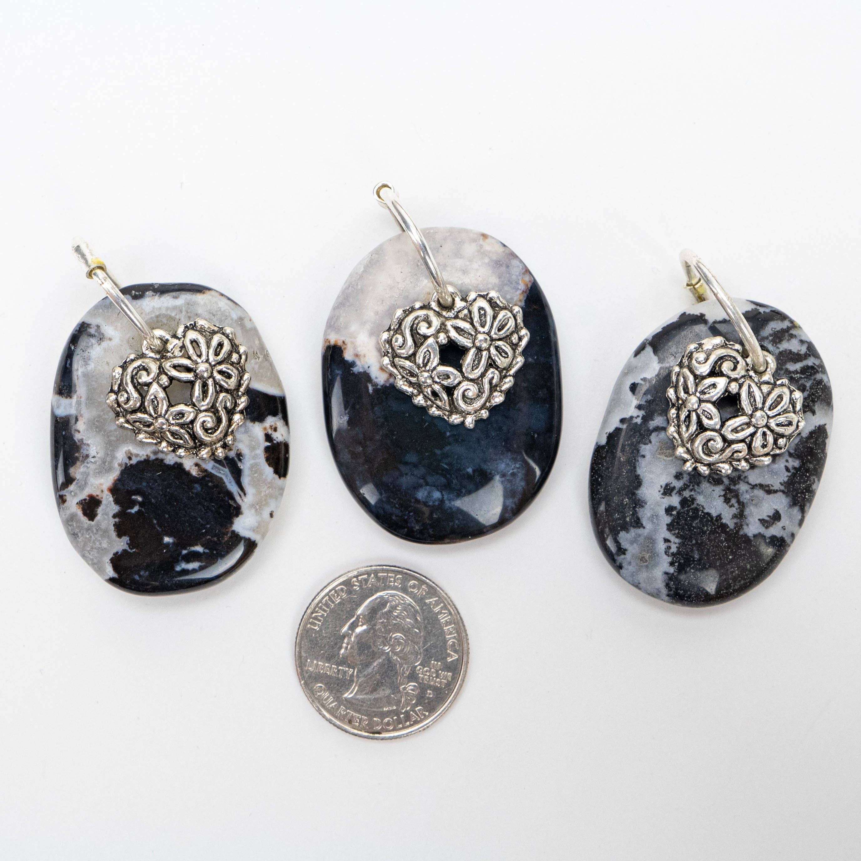 Pelham Grayson Rose - Wholesale Spiritual Stone/Crystal - Black Sardonyx | Silver Alloy Pendants6