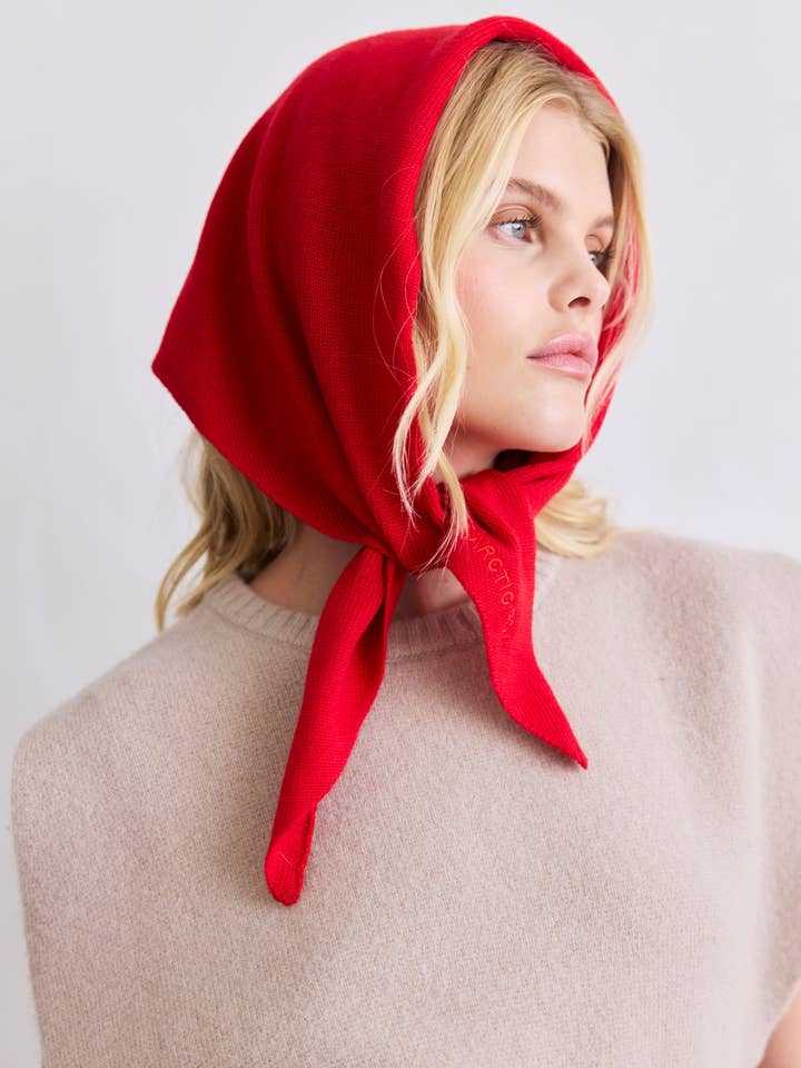 Merino Wool Triangle Scarf - Flame Red - FW25 for wholesale by Arctic Fox & Co. - North America