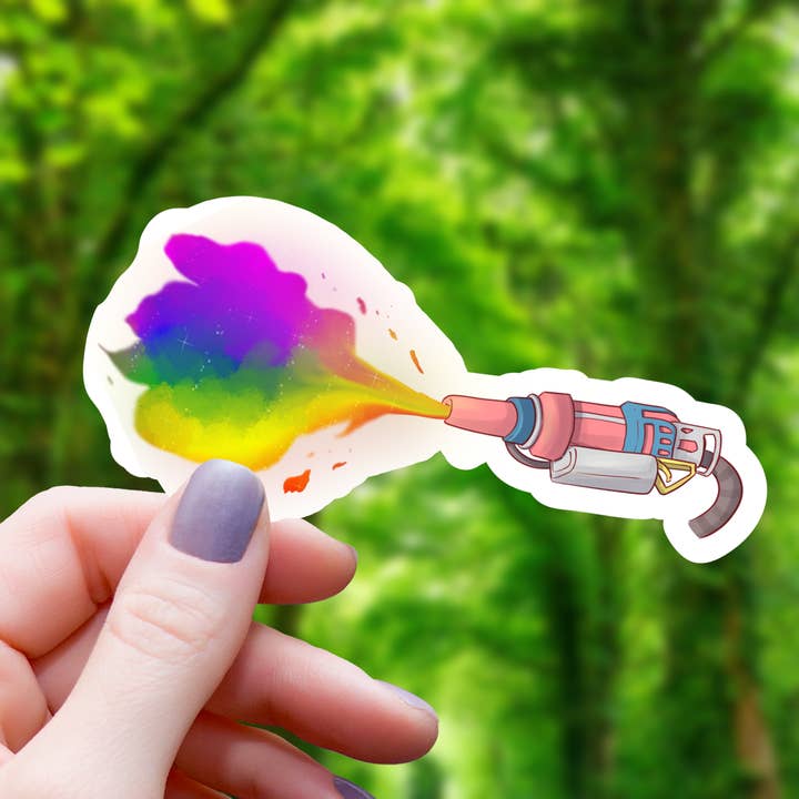 Pride Flamethrower Sticker - 3" for wholesale by Mimic Gaming Co