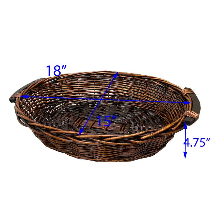 Bospak - Wholesale Decorative Tray - 18" Large Oval Willow Tray Dark Brown Finish1