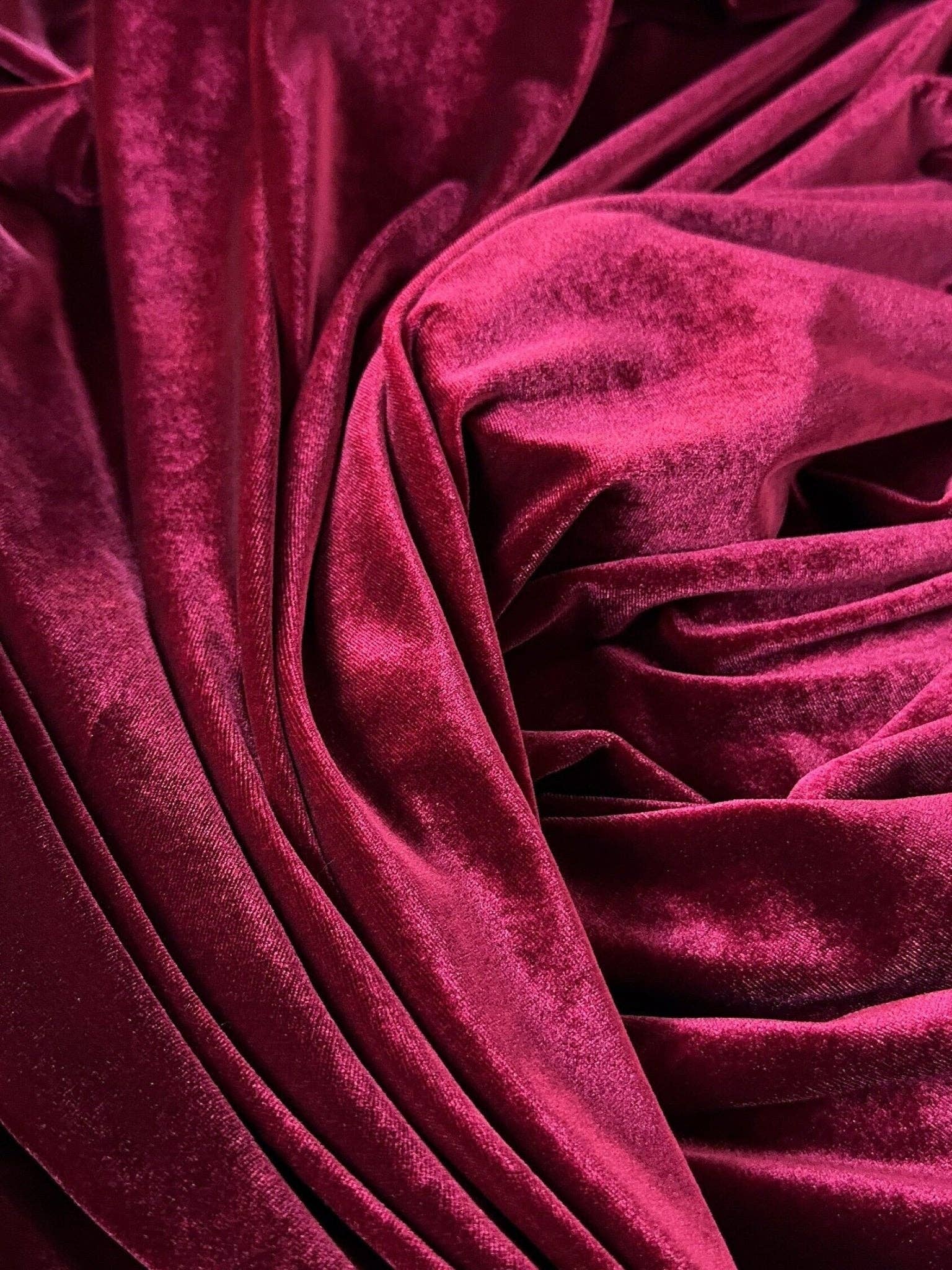 GalaTextile - Wholesale Fabric - Burgundy Stretch Velvet Fabric, Spandex Soft Velvet Fabric-Solid, for Pillows, Scrunchies, Drapes, Dresses, Decorations Premium Quality4