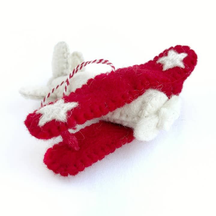Ornaments 4 Orphans - Wholesale Ornament - Biplane Felt Wool Christmas Ornament0
