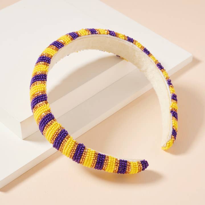 Frem - Wholesale Fashion Headband - Women's - Game Day Color Block Seed Bead Headband26