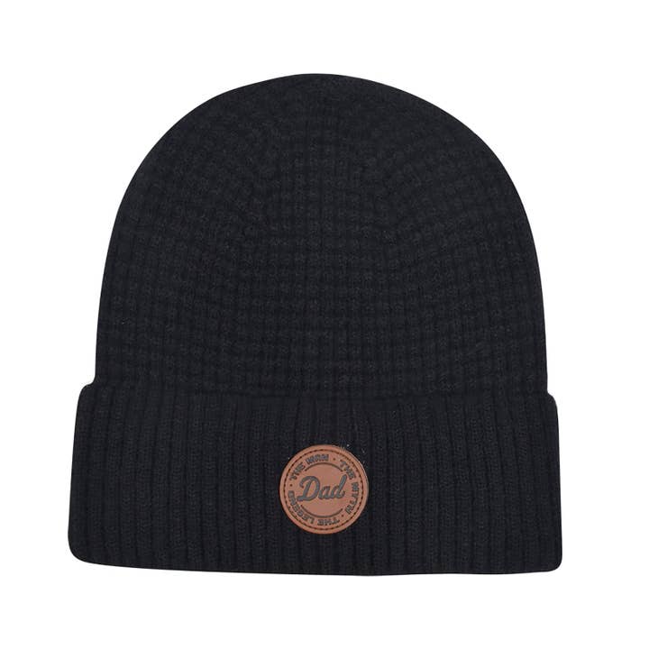 HATPHILE - Wholesale Beanie - Men's - Hatphile Dad The Man The Myth The Legend Leather Patch Knit Beanie Toque