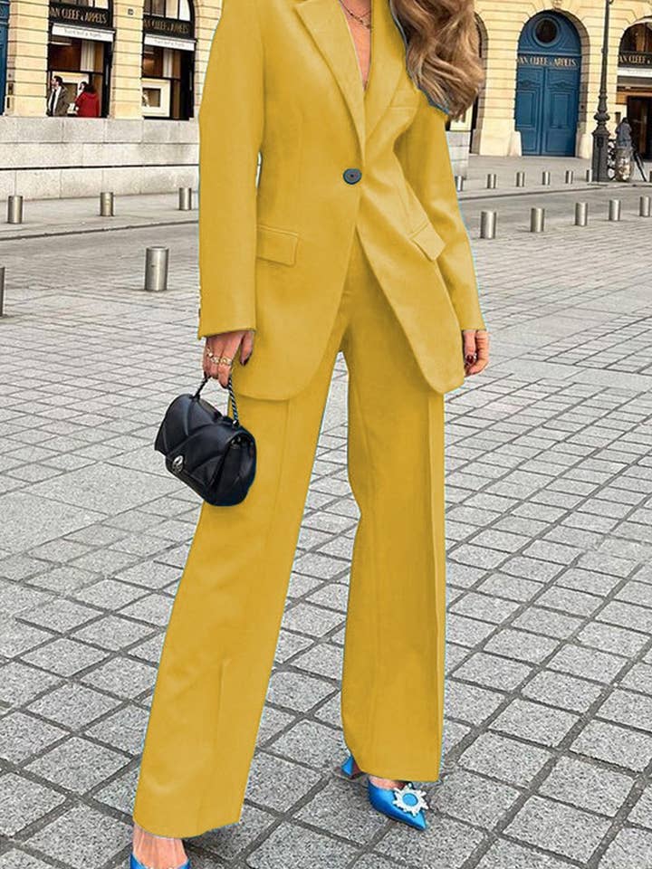 Lily Clothing - Wholesale Suit Set - Women's - WOMEN OFFICE WORK ONE BUTTON BLAZER AND PANTS SET_CWSJB0012