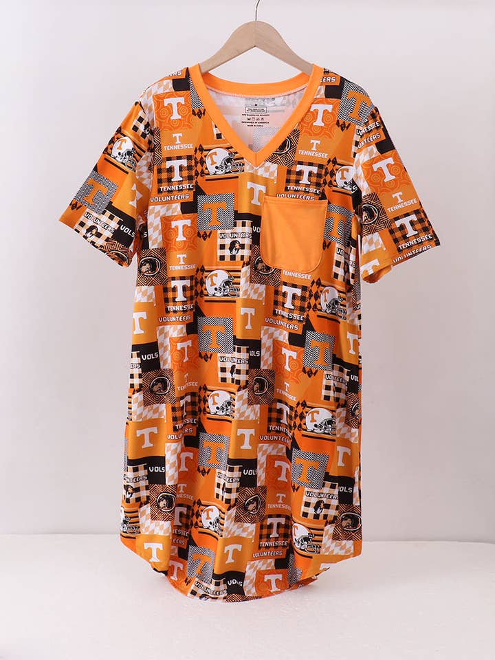 Camicia da notte in bambù arancione Tennessee VOLS per la vendita all'ingrosso da parte di Aspen Rain Boutique