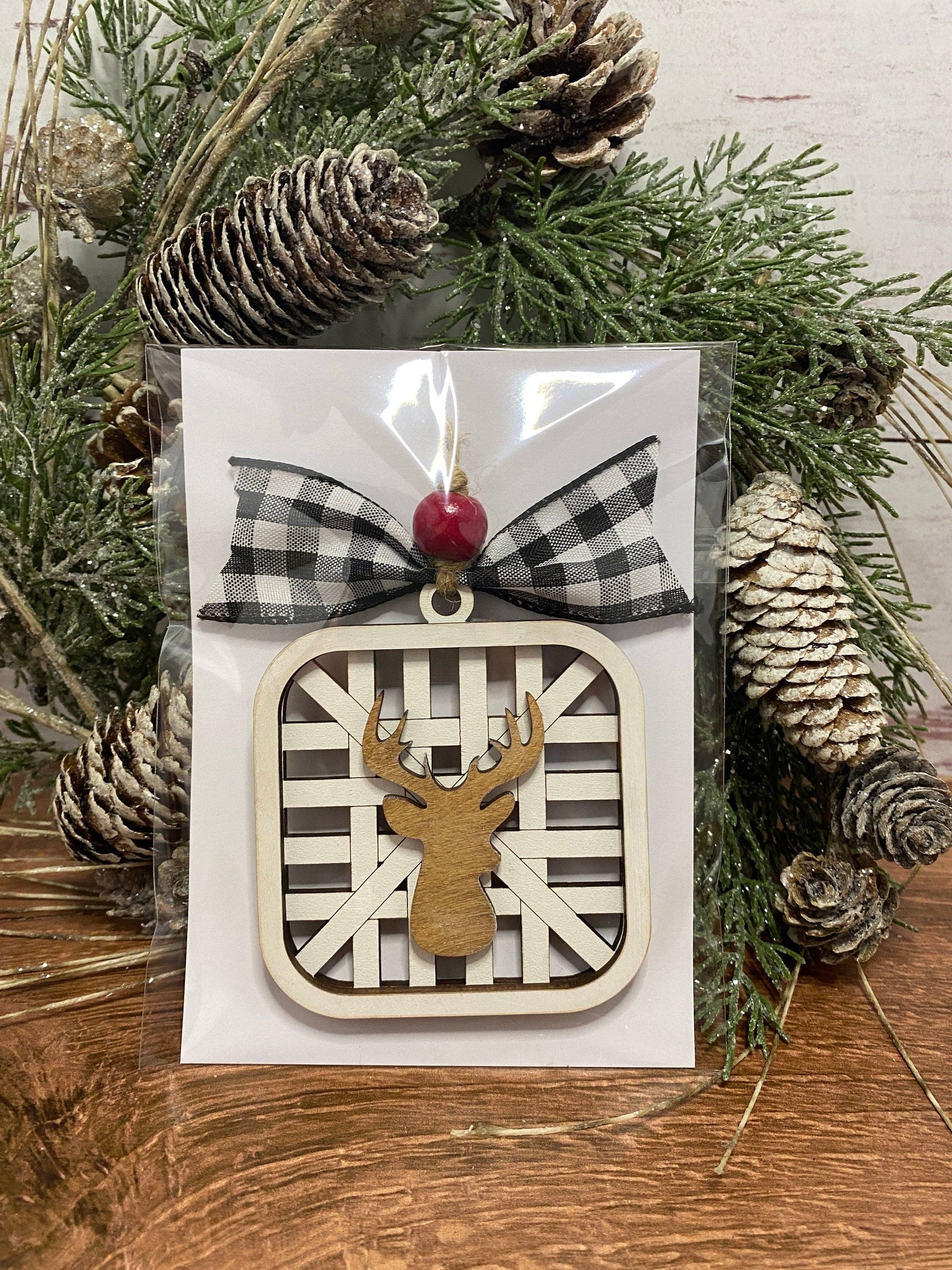 Creekside Cottage Designs - Wholesale Ornament - Tobacco basket ornament - Christmas decor - Ornament- tiered tray decor - deer ornament - wreath ornament4
