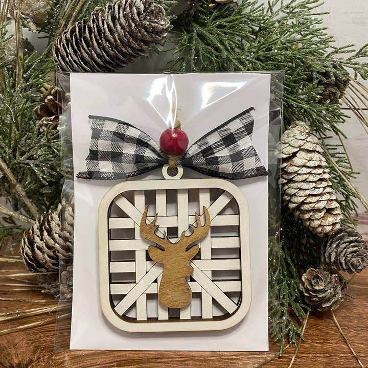 Creekside Cottage Designs - Wholesale Ornament - Tobacco basket ornament - Christmas decor - Ornament- tiered tray decor - deer ornament - wreath ornament4