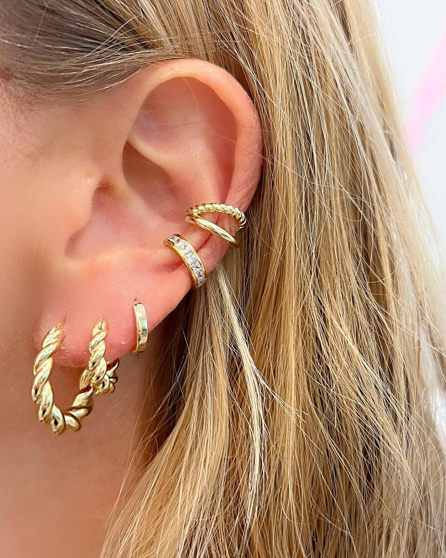 JTG Jewelry – Engroshandel Ear cuff/wrap-øreringe – Firkantet sten manchet5