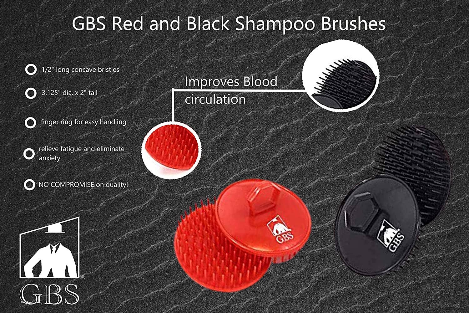 GENTS FINE GROOMING PRODUCTS - Wholesale Head Scratcher/Massager - Shampoo scalp brushes 3.125" diameter2